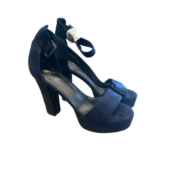 NIB IDIFU  IN5 Sabrina Ankle Strap Platform High Chunky Heels Navy  9.5 - Picture 1 of 3